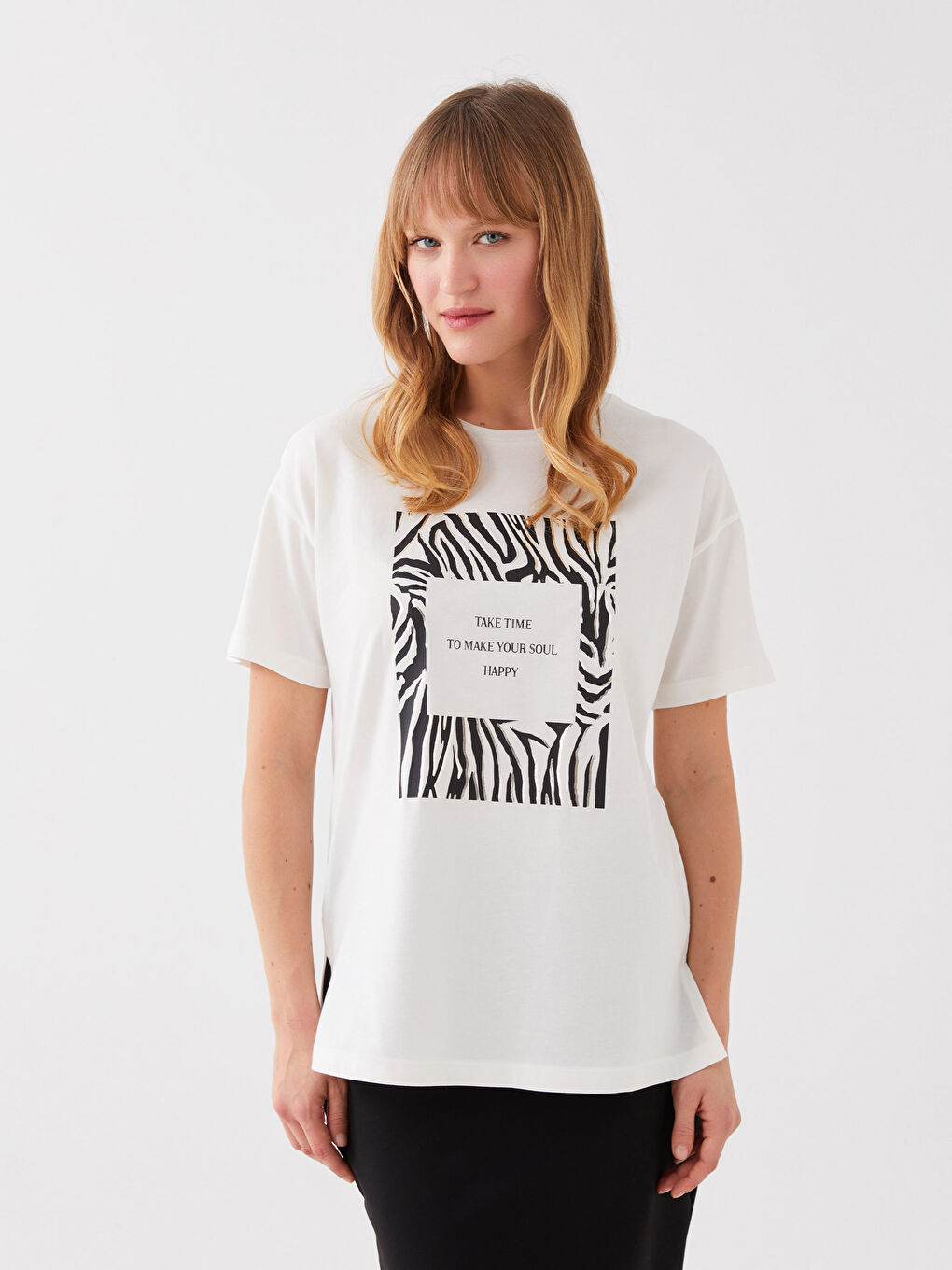 Women's Crew Neck Printed Short Sleeve T-Shirt-1