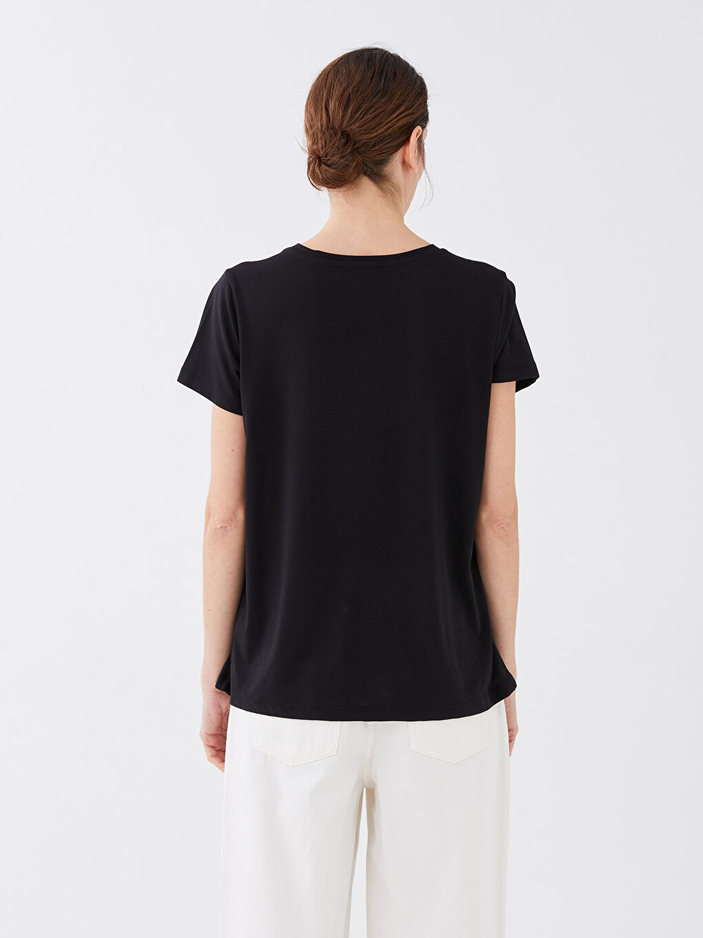 Crew Neck Printed Short Sleeve Women's T-Shirt-4