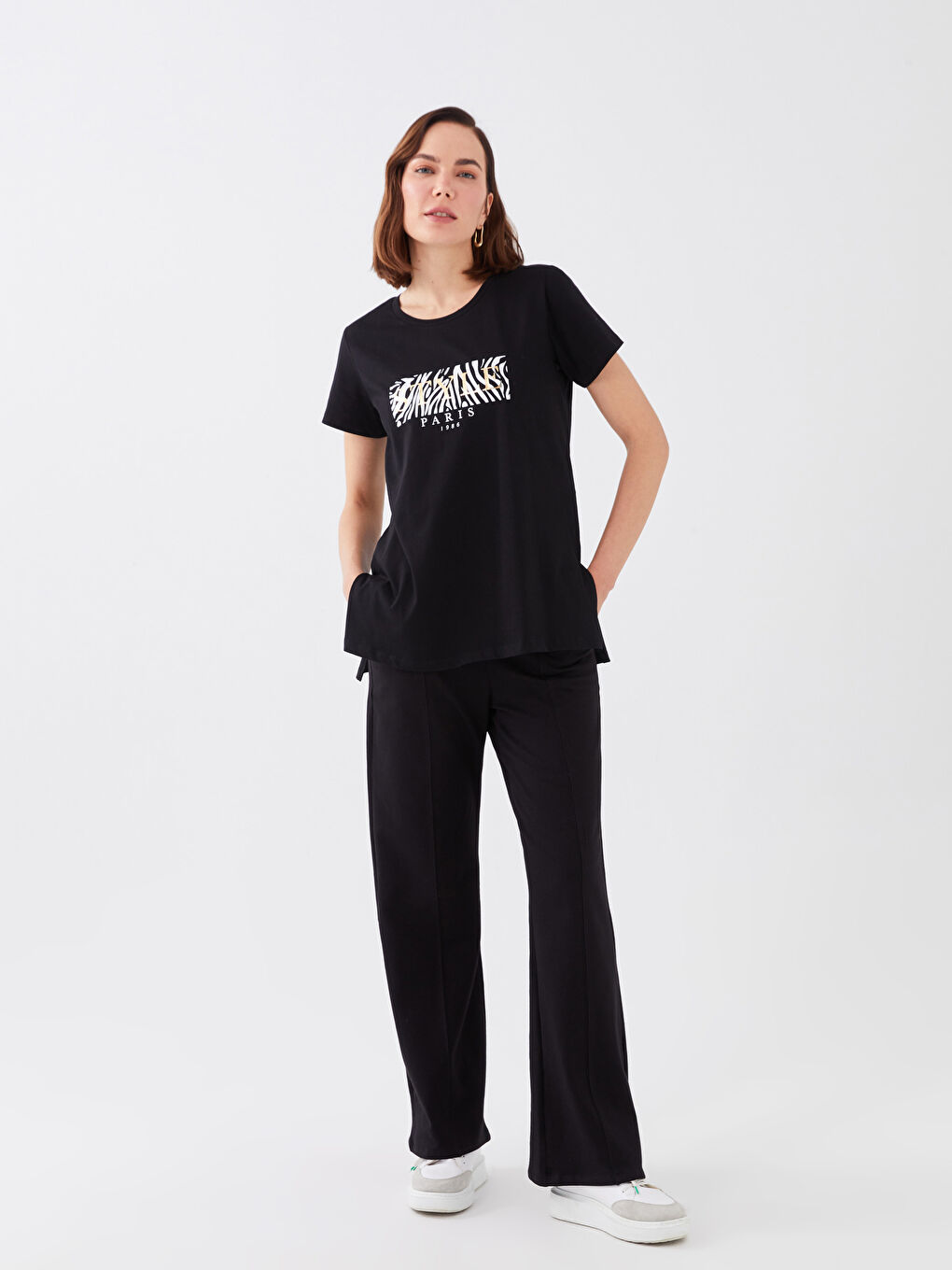 Crew Neck Printed Short Sleeve Women's T-Shirt-2