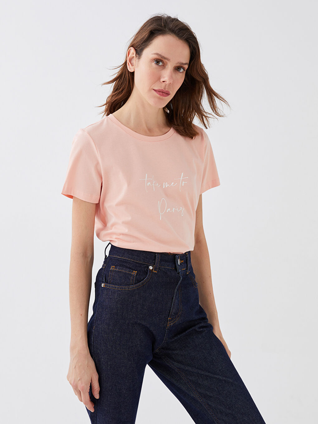 Crew Neck Printed Short Sleeve Women's T-Shirt-1