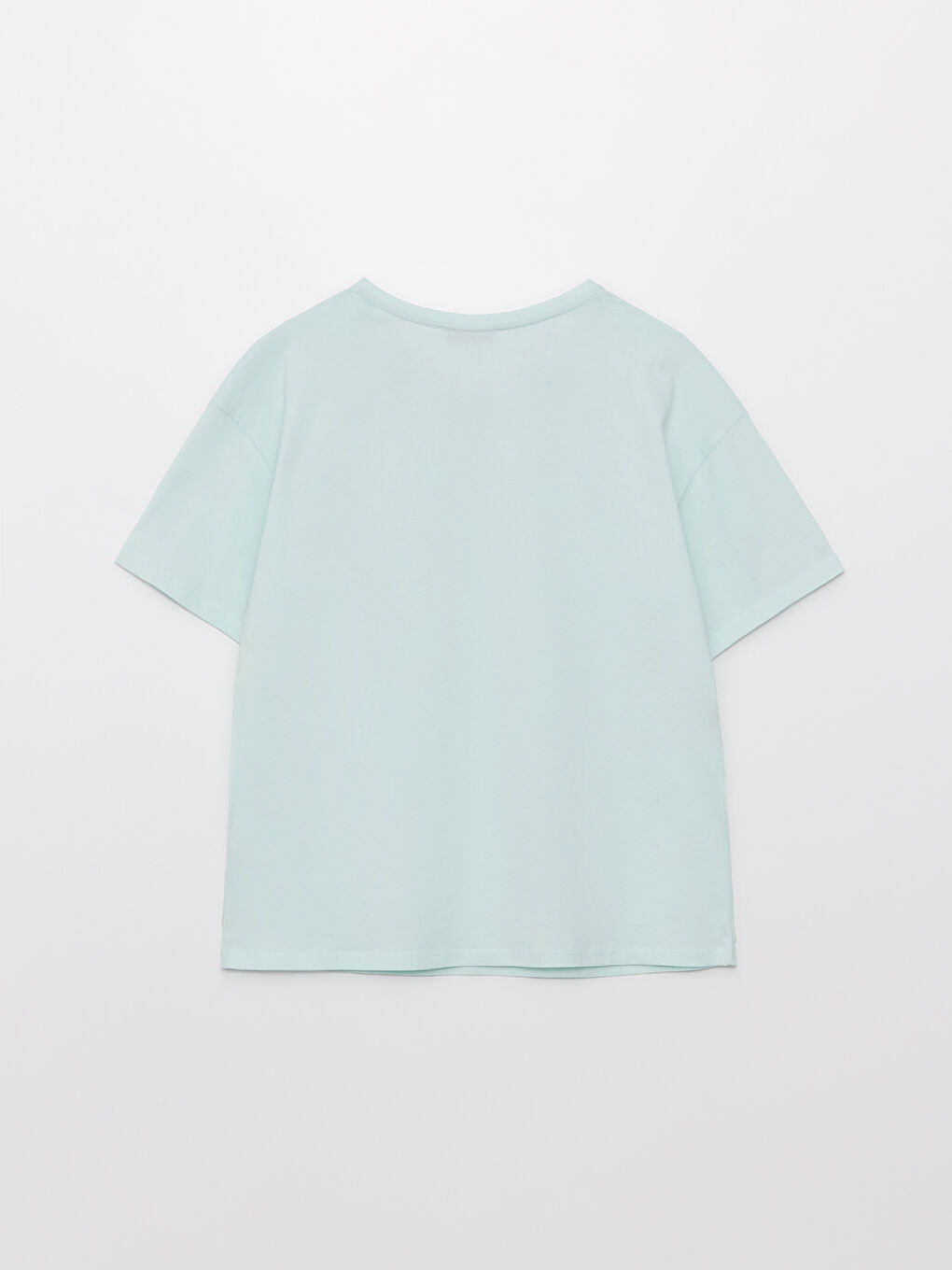 Turkuaz Kadın Bisiklet Yaka Nakışlı Tişört-6