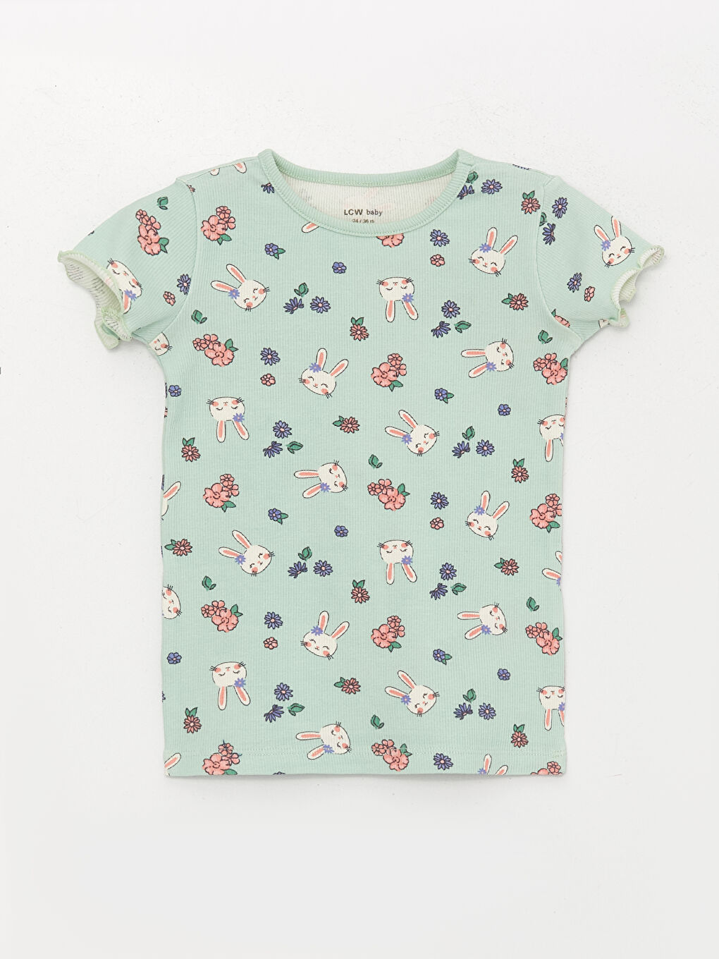 Комплект пижами за бебета момичета с кръгло деколте и принт-1