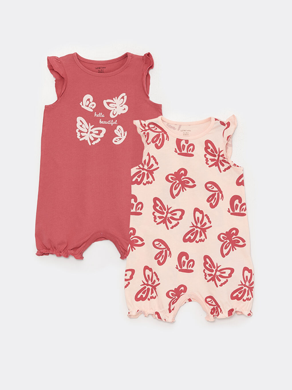 Pembe Bisiklet Yaka Kız Bebek Tulum 2'li