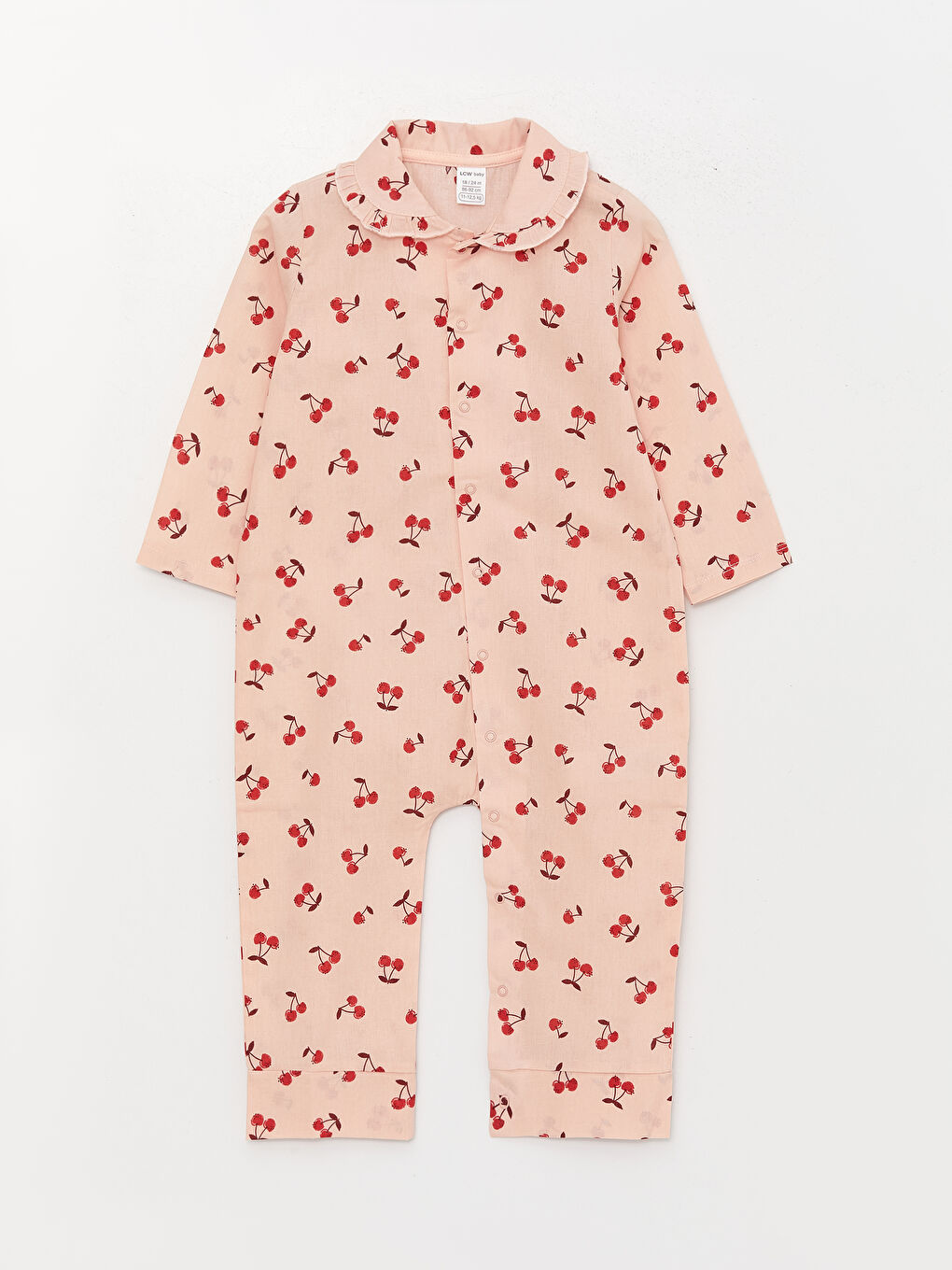 Комбинезон для малышек девочек с воротником Бебе, длинным рукавом и принтом