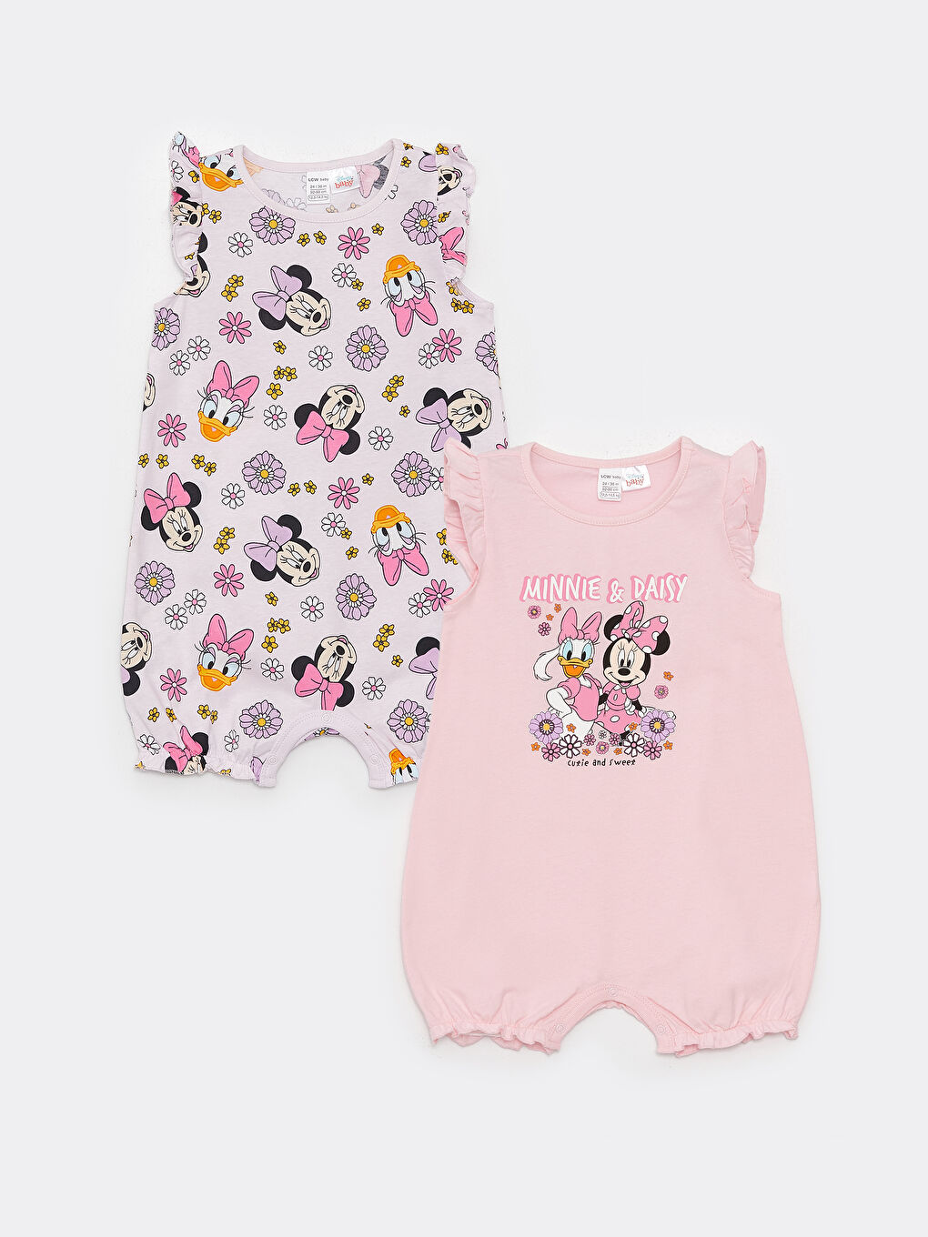 LCW baby Okrugli izrez Kombinezon sa štampom Daisy Duck i Minnie Mouse za bebe devojčice, 2-pakovanja -S3BK81Z1-LT4
