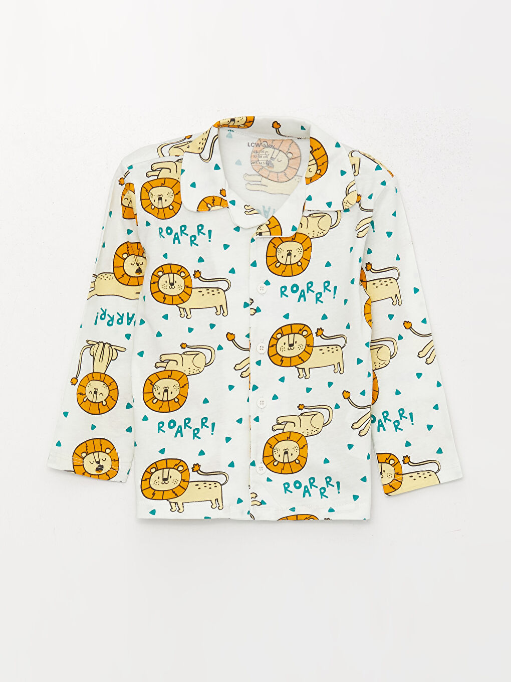 Пижамный комплект для малышей мальчиков с длинным рукавом и отложным воротником-1