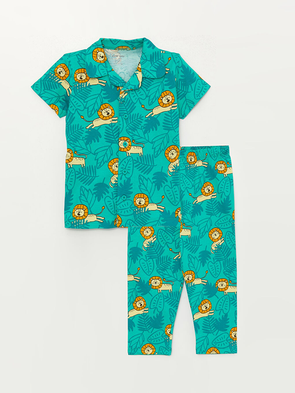 Shirt Collar Short Sleeve Printed Baby Boy Pajamas Set -S3BK87Z1-LRR