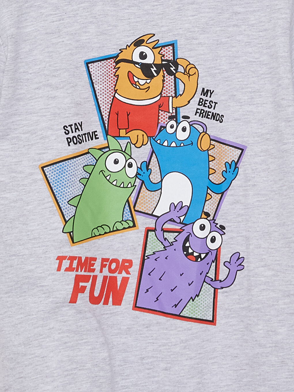 Gri Bisiklet Yaka Baskılı Kısa Kollu Erkek Çocuk Tişört-2