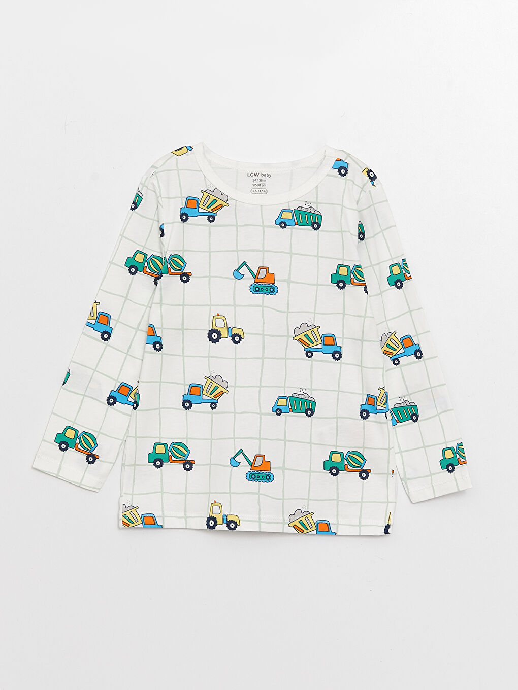 Ekru Bisiklet Yaka Uzun Kollu Erkek Bebek Pijama Takımı-1