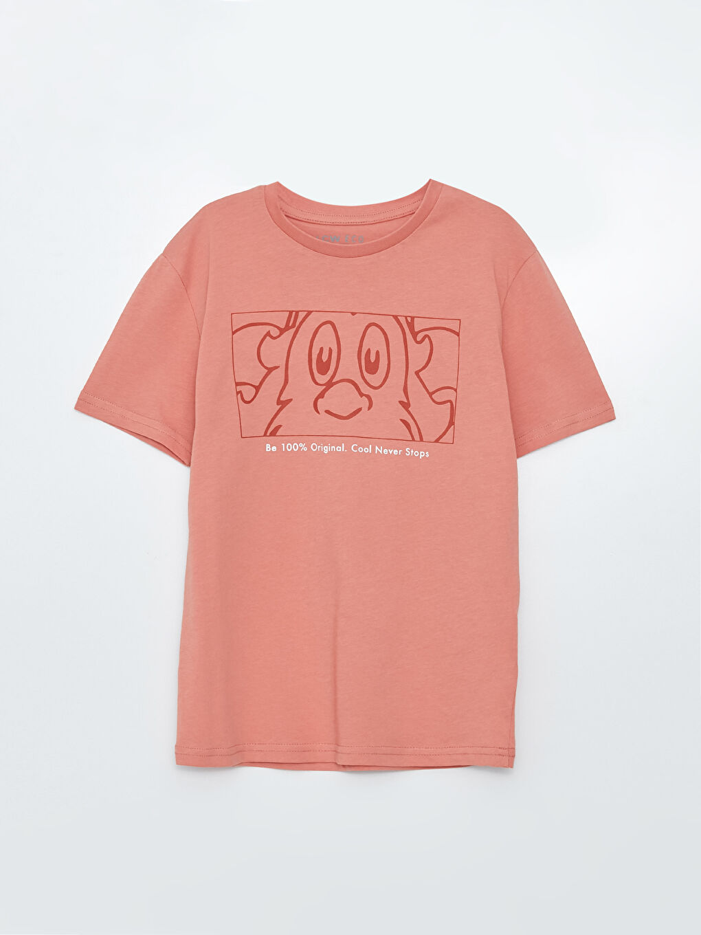 Mercan Bisiklet Yaka Baskılı Kısa Kollu Erkek Çocuk Tişört