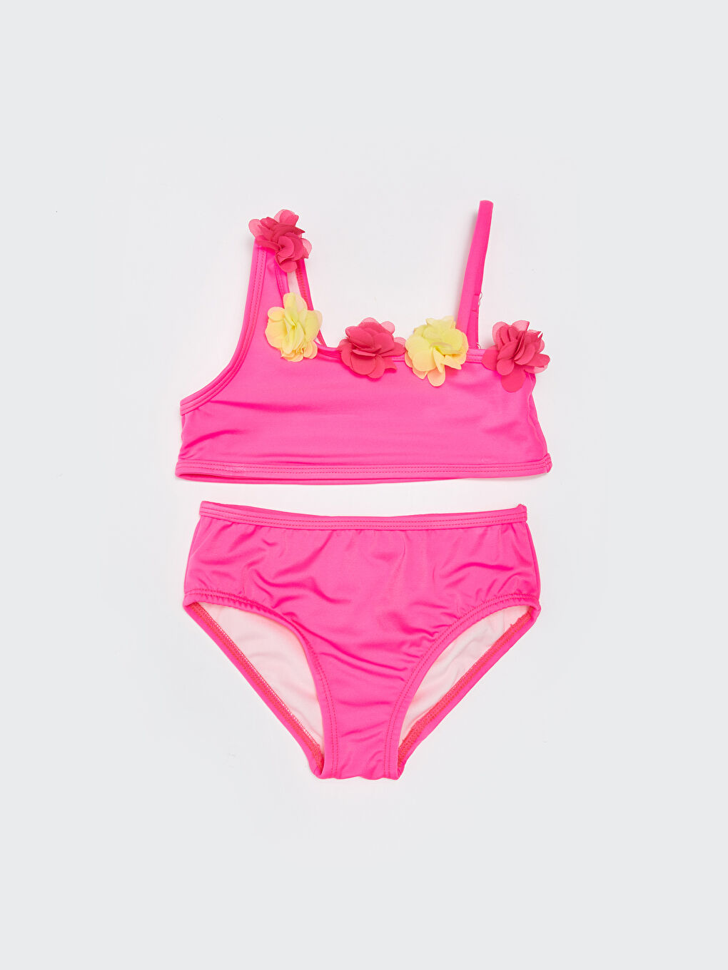 LCW baby Neon Fuşya Esnek Kumaştan Kız Bebek Bikini Takımı