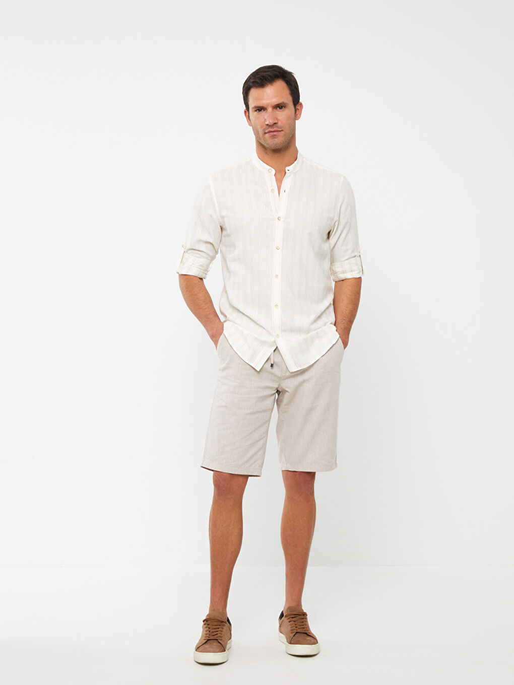 SOUTHBLUE Regular Fit Long Sleeve Striped Linen Blend Men's Shirt -S3BL30Z8-R9J