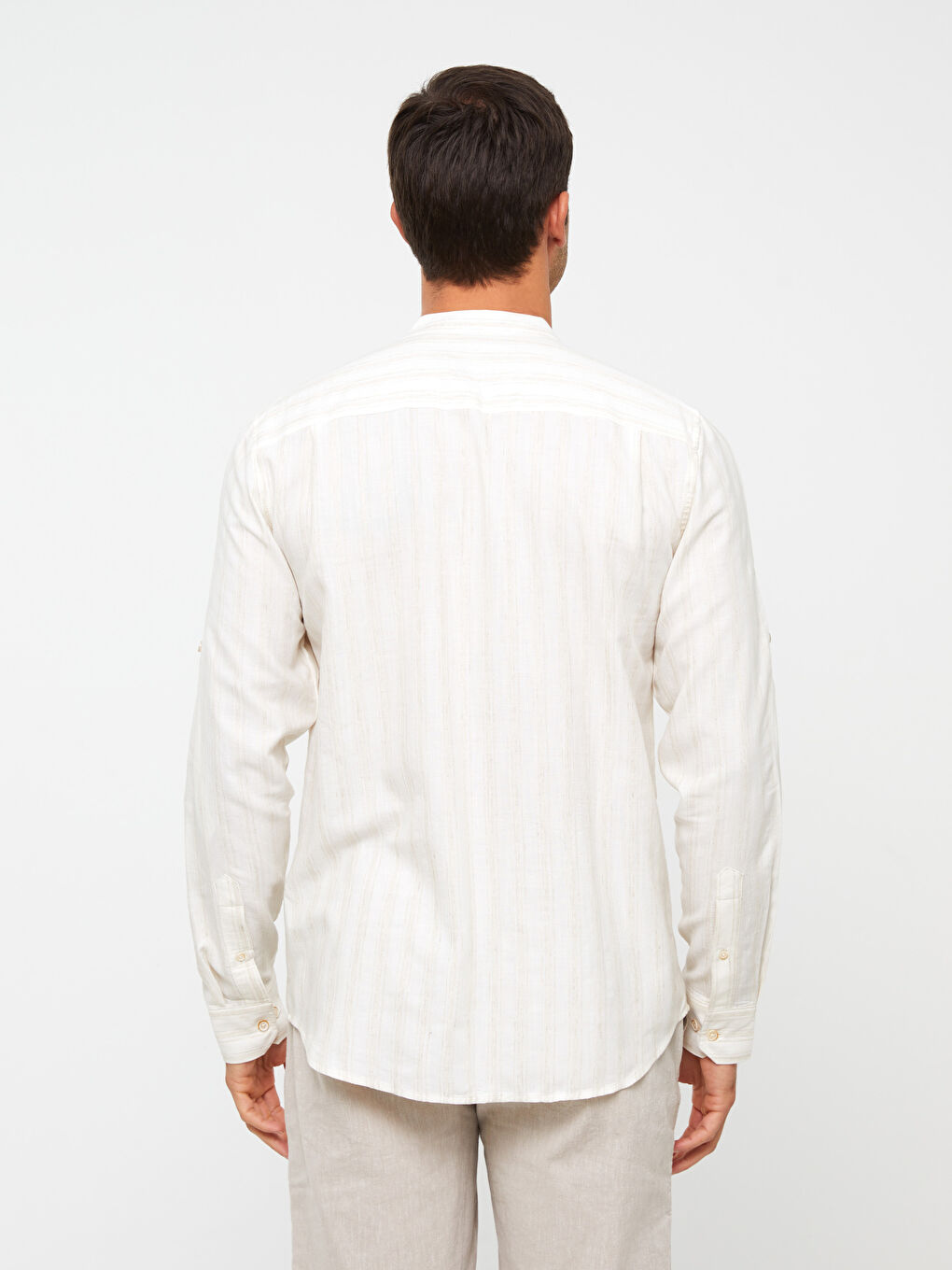 SOUTHBLUE Regular Fit Long Sleeve Striped Linen Blend Men's Shirt -S3BL30Z8-R9J