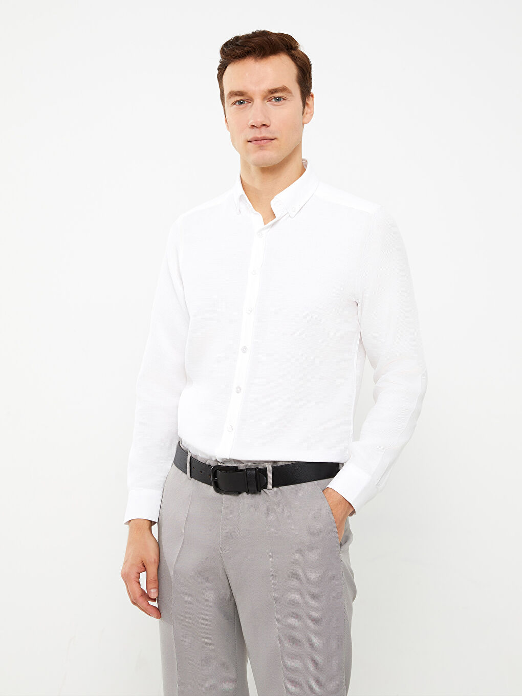 SOUTHBLUE Slim Fit Long Sleeve Dobby Men's Shirt -S3BL31Z8-Q6K