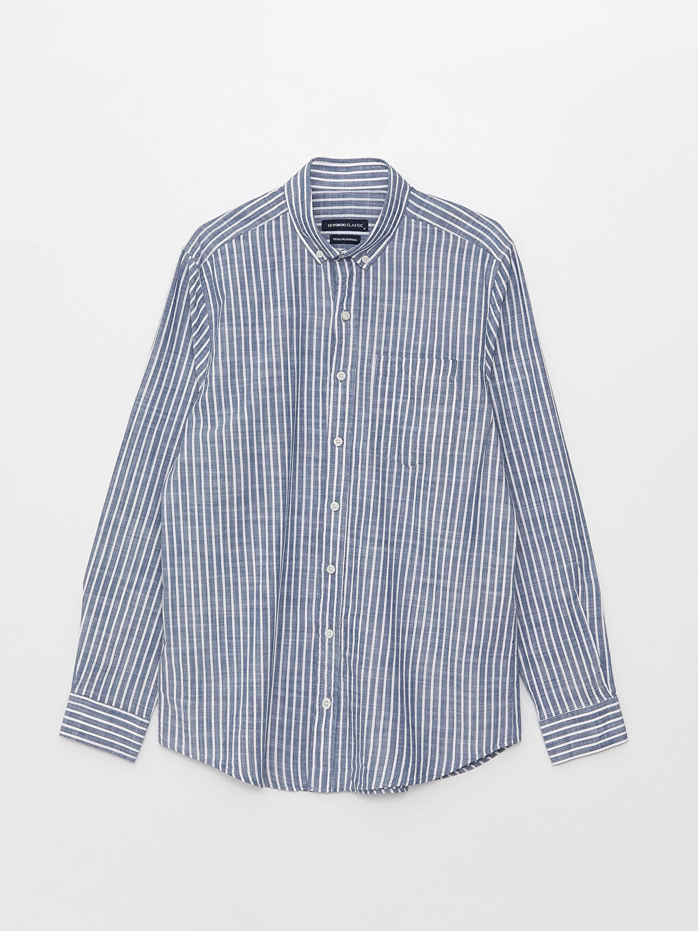 قميص رجالي بوبلين مخطط بأكمام طويلة وقصة عادية-5