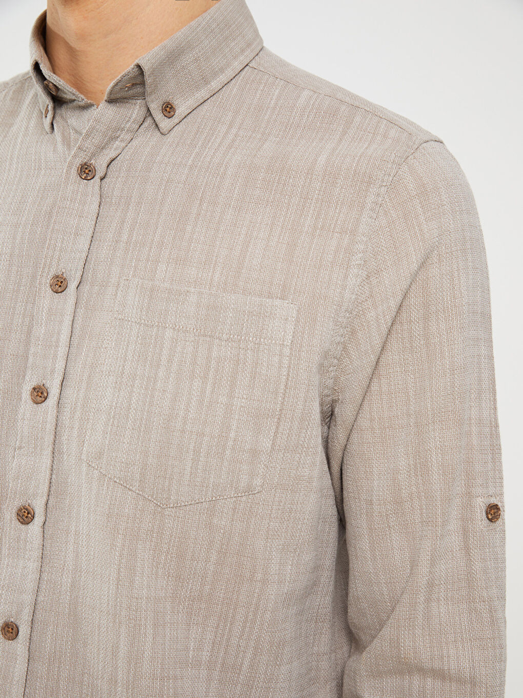 Regular Fit Long Sleeve Poplin Men's Shirt-3