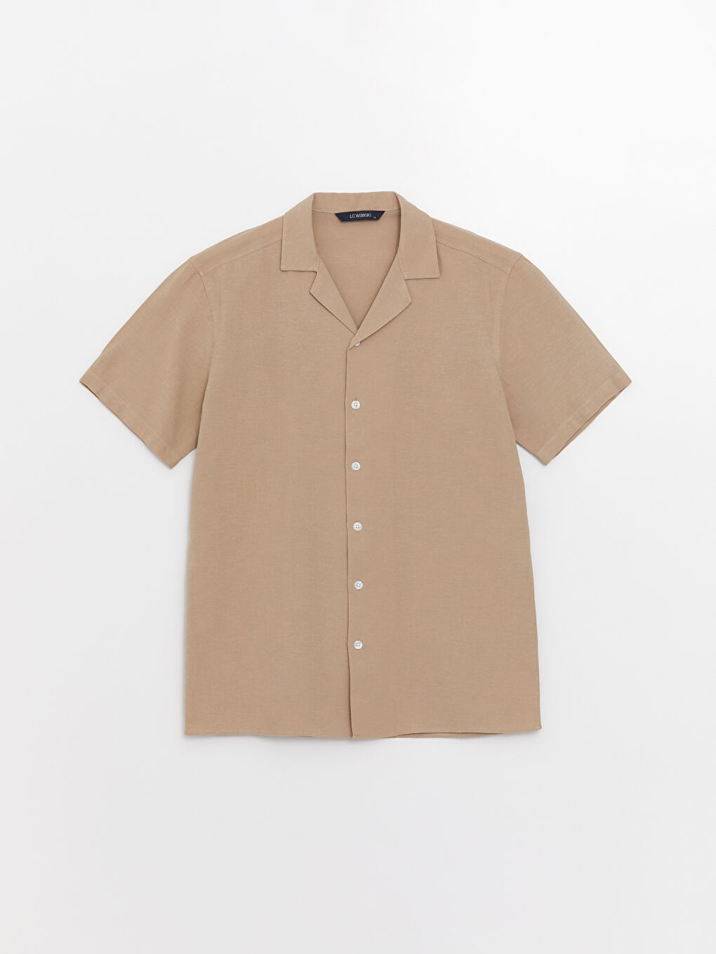 Bej Regular Fit Kısa Kollu Erkek Gömlek-5