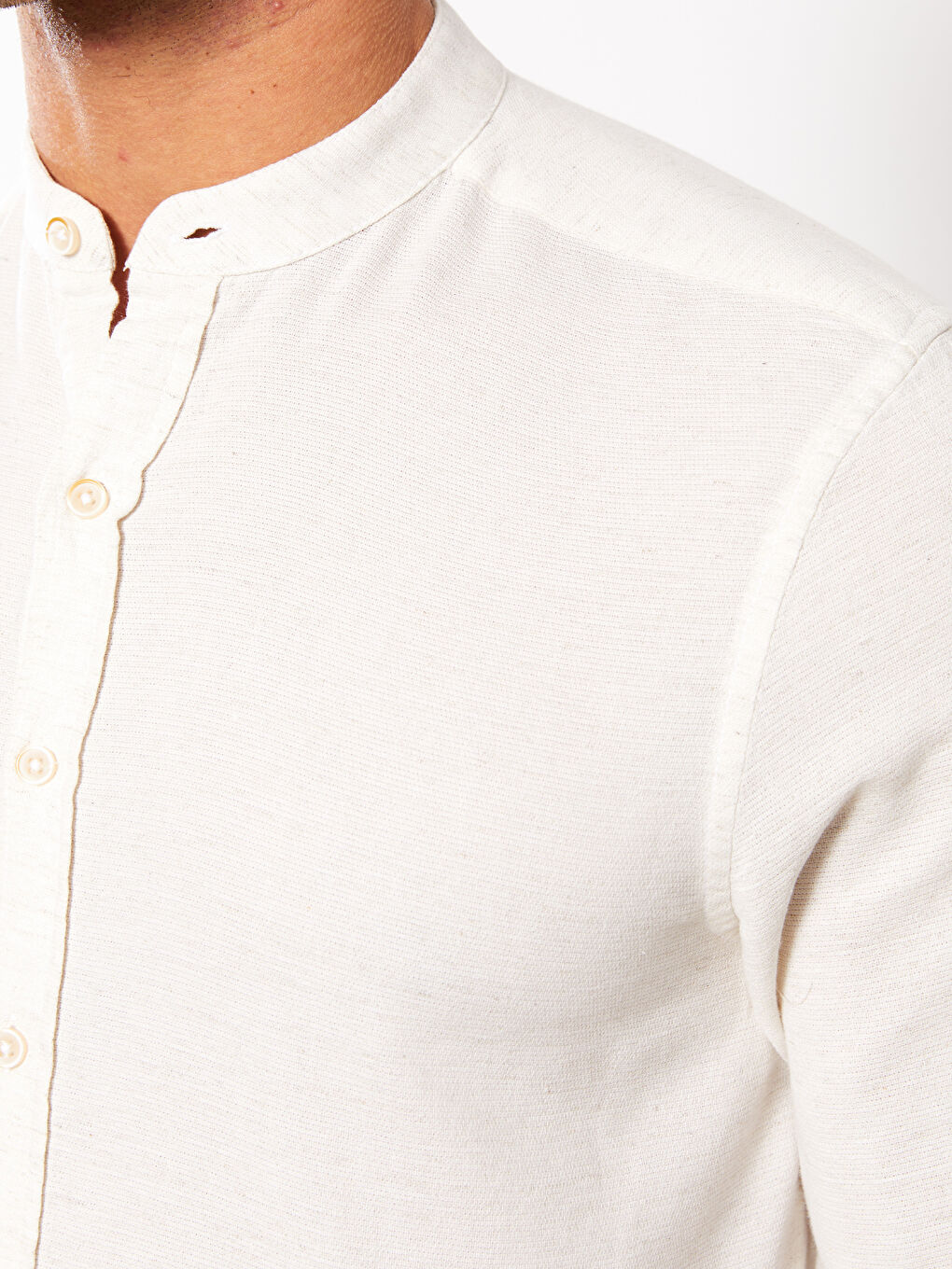 Ekru Regular Fit Uzun Kollu Erkek Gömlek-3