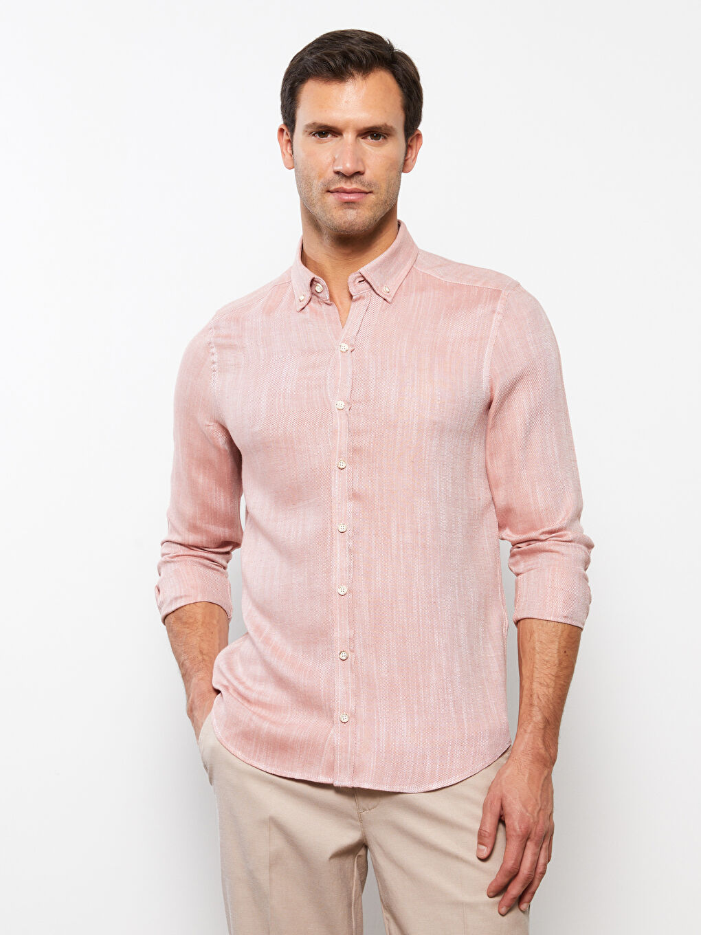 Kahverengi Regular Fit Uzun Kollu Erkek Gömlek