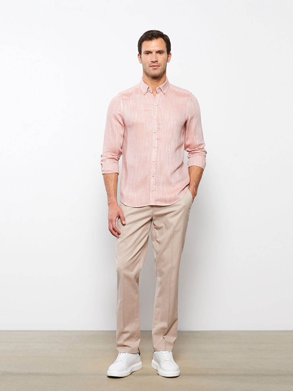 Kahverengi Regular Fit Uzun Kollu Erkek Gömlek-1