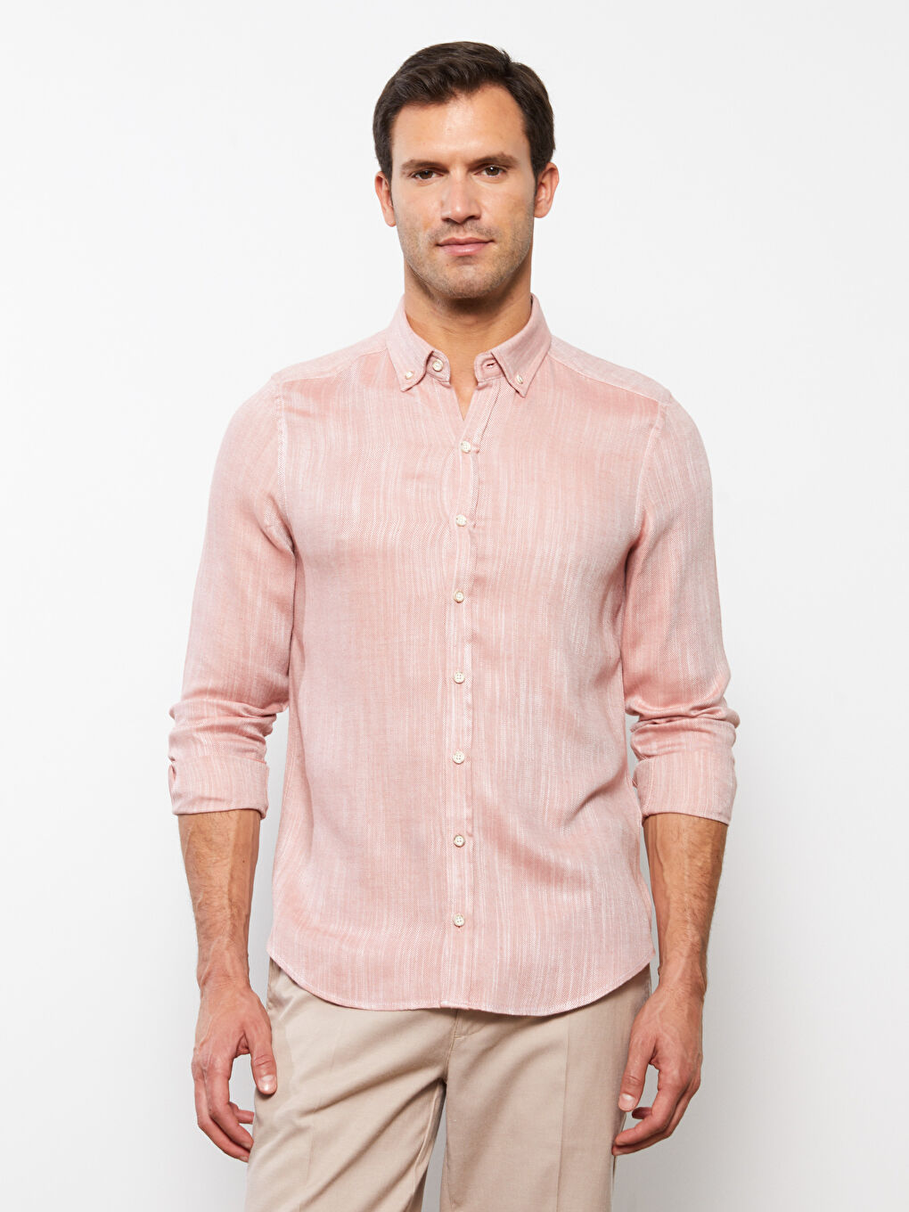 Kahverengi Regular Fit Uzun Kollu Erkek Gömlek-2