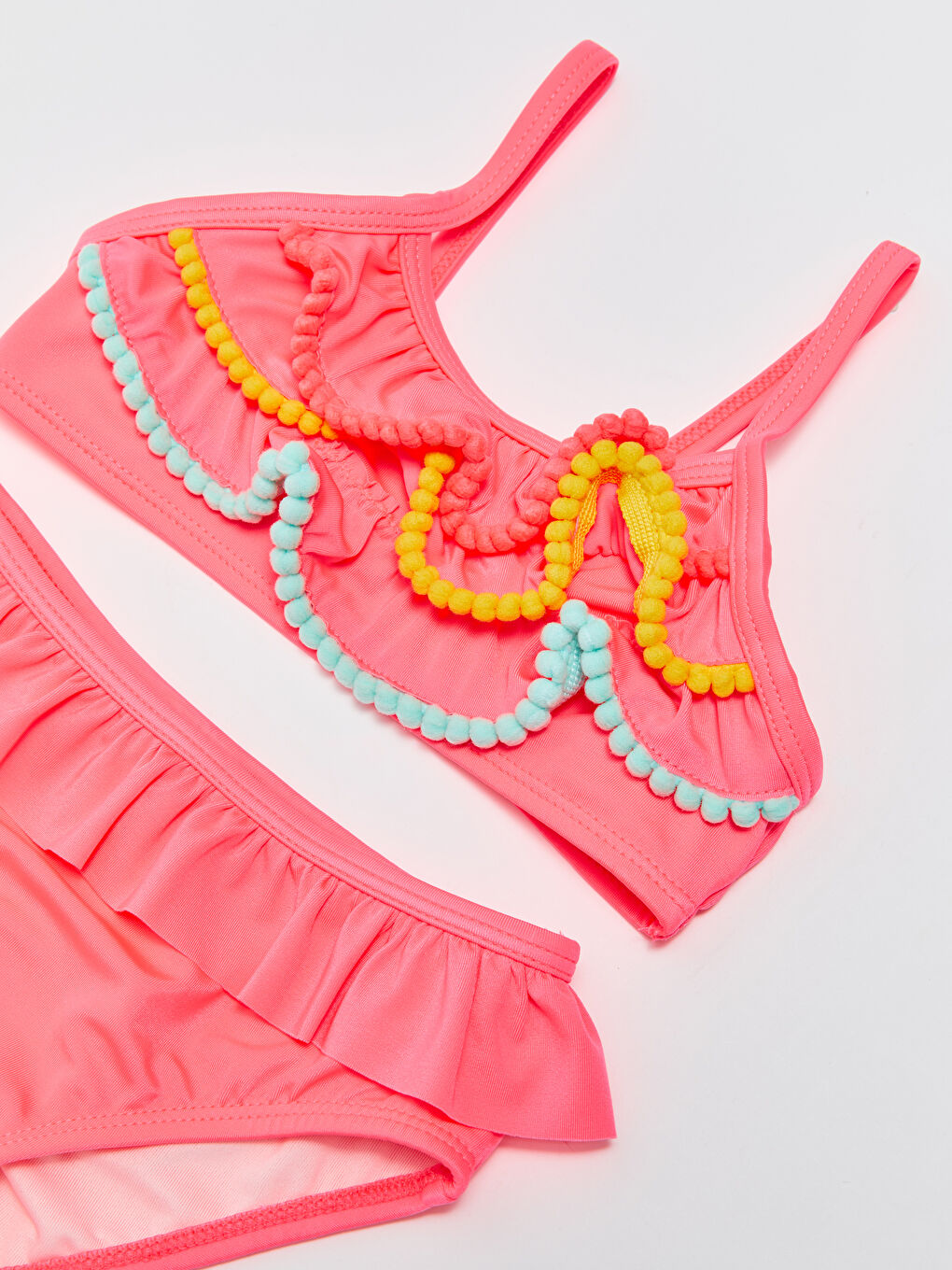 LCW baby Neon Fuşya Esnek Kumaştan Baskılı Kız Bebek Bikini Takımı - 2