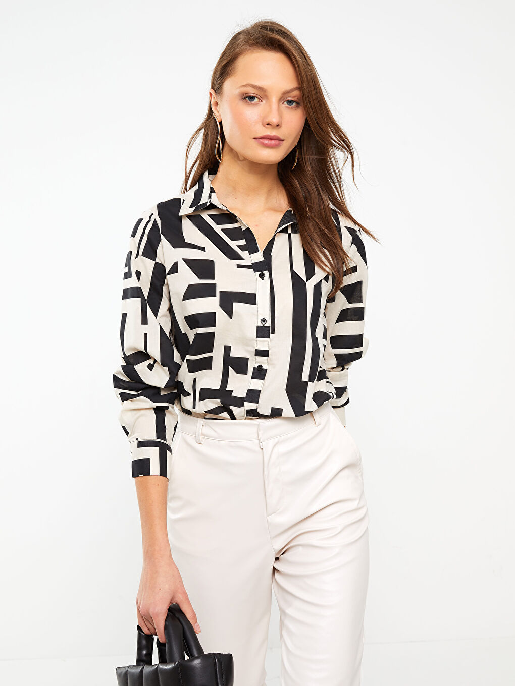 Patterned Long Sleeve Women's Shirt-1