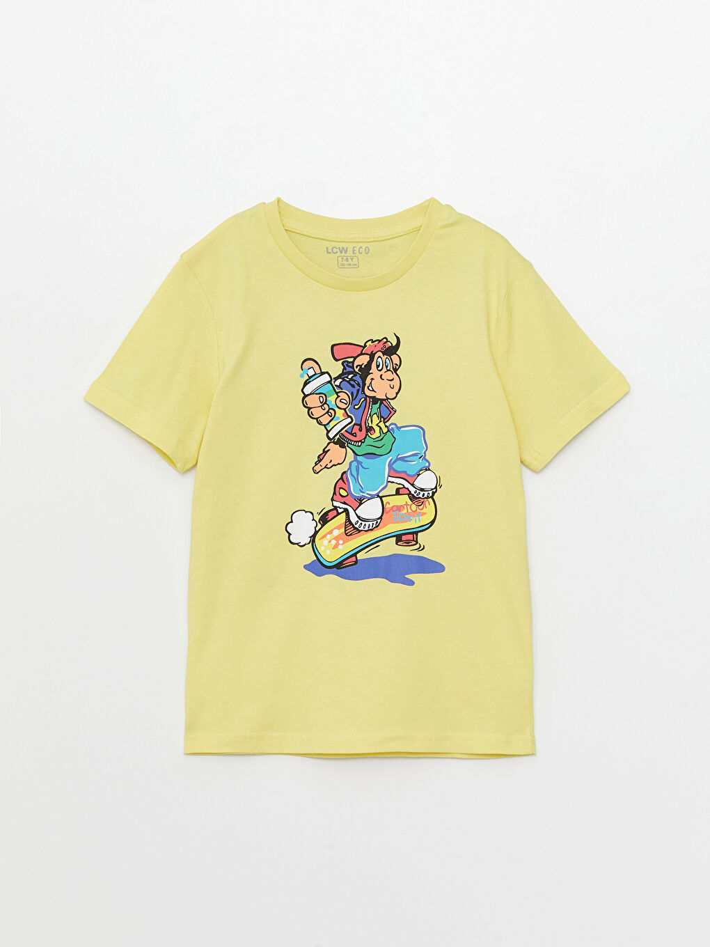 تيشيرت ياقة دائرية مطبوع قرد نوستالجي كم قصير للأولاد-2