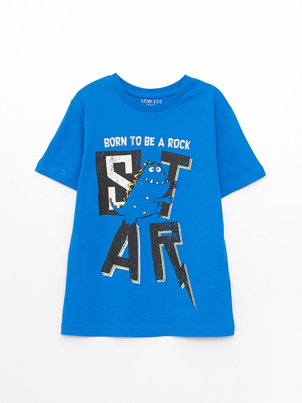 Mavi Bisiklet Yaka Baskılı Kısa Kollu Erkek Çocuk Tişört