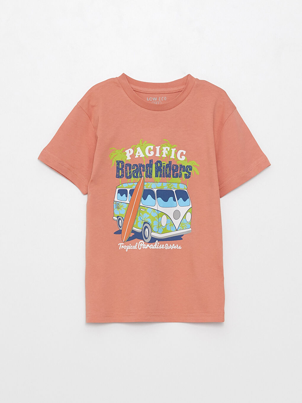 Turuncu Bisiklet Yaka Baskılı Kısa Kollu Erkek Çocuk Tişört