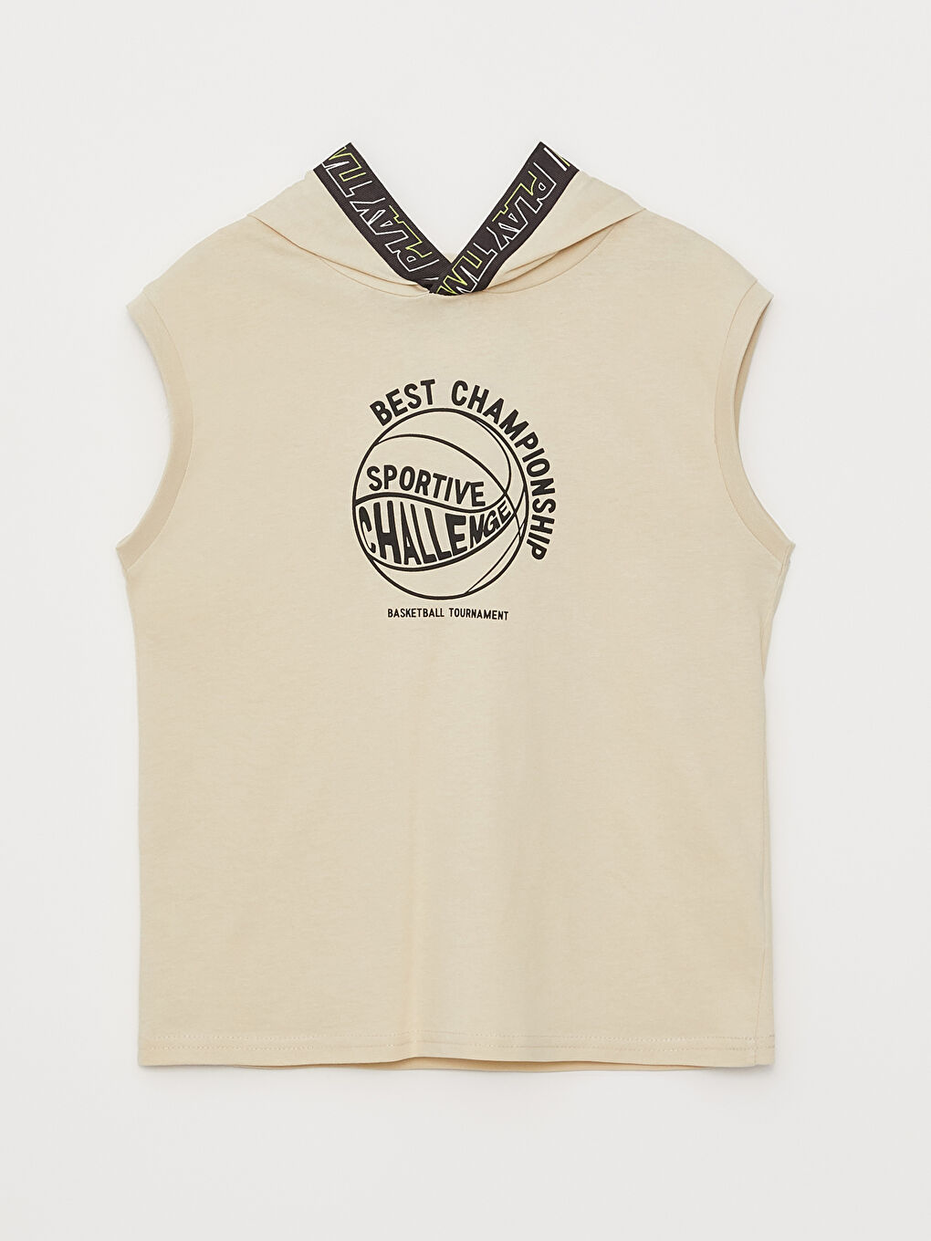 Ekru Rahat Kalıp Kapüşonlu Erkek Çocuk Atlet