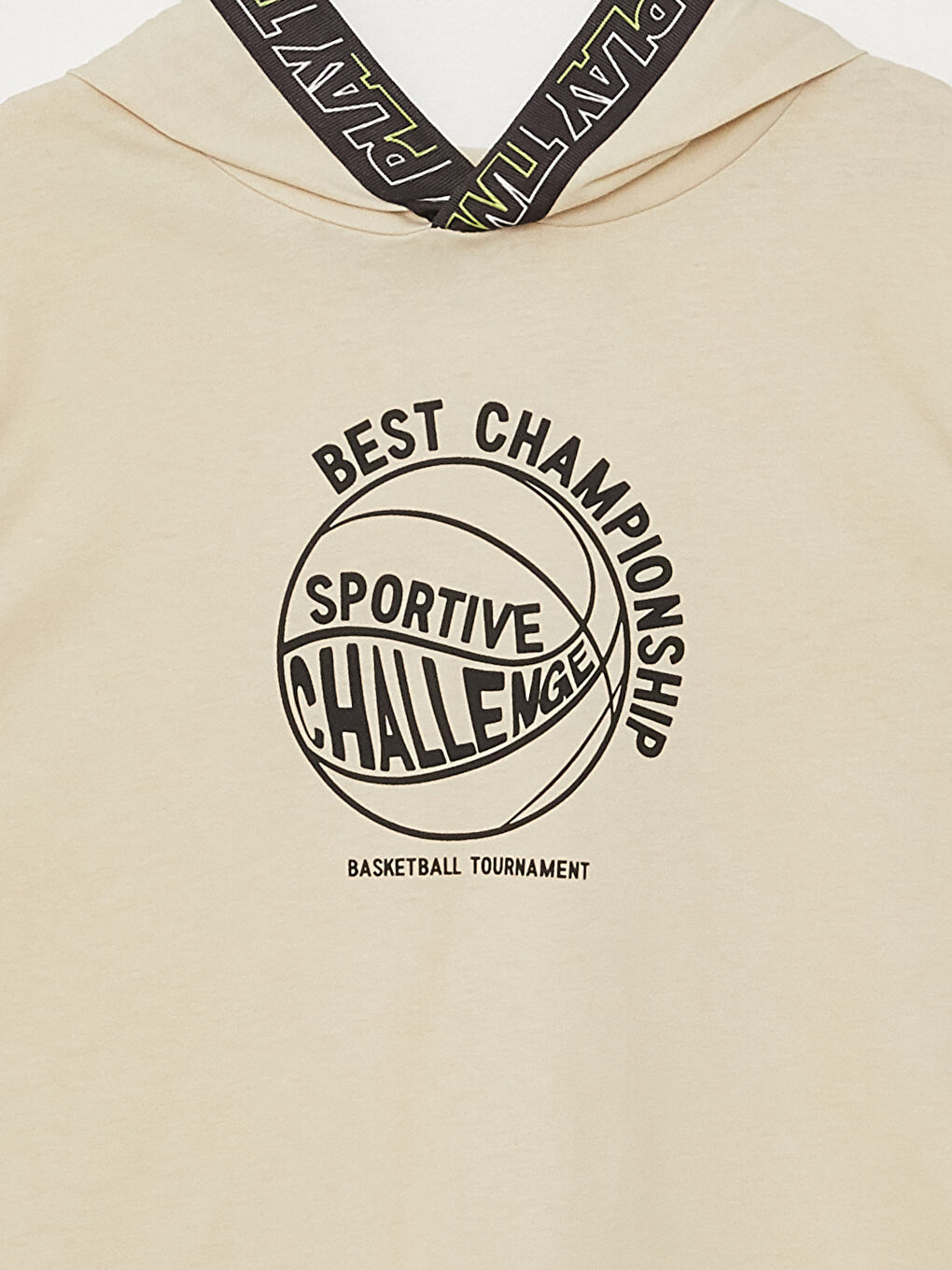 Ekru Rahat Kalıp Kapüşonlu Erkek Çocuk Atlet-2