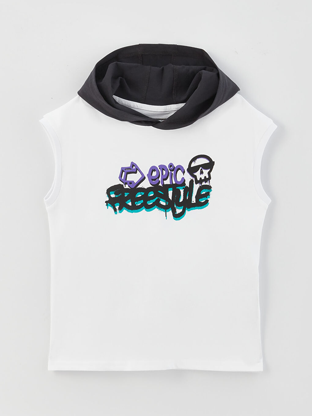 Ekru Rahat Kalıp Kapüşonlu Erkek Çocuk Atlet