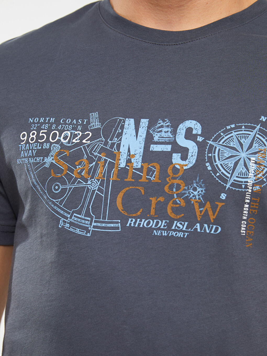 Crew Neck Short Sleeve Printed Combed Cotton Men's T-shirt-3