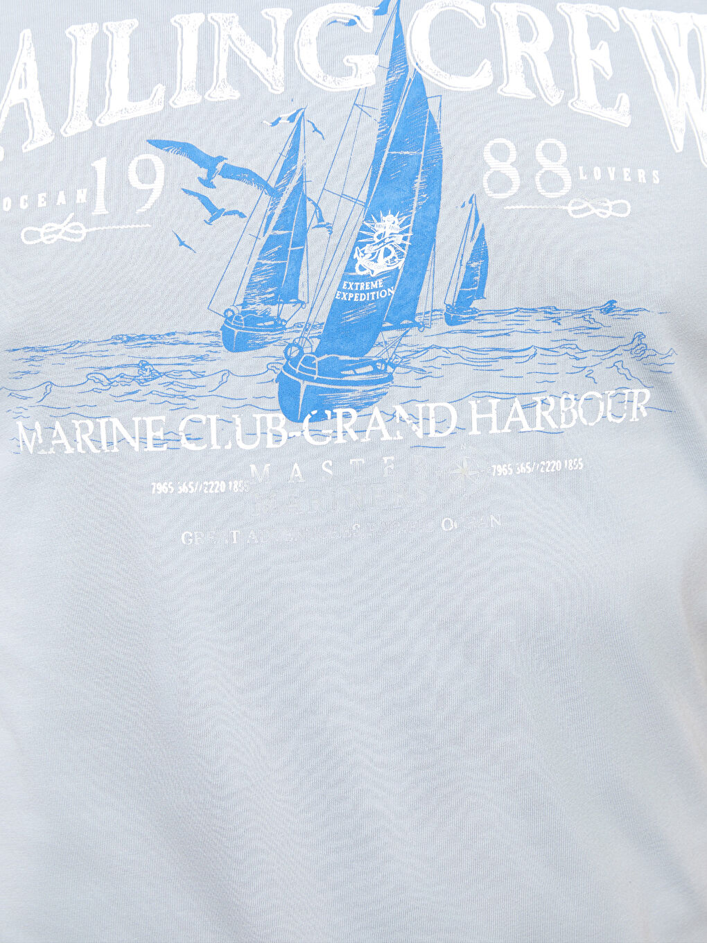 Mavi Bisiklet Yaka Baskılı Kısa Kollu Penye Erkek Tişört-3