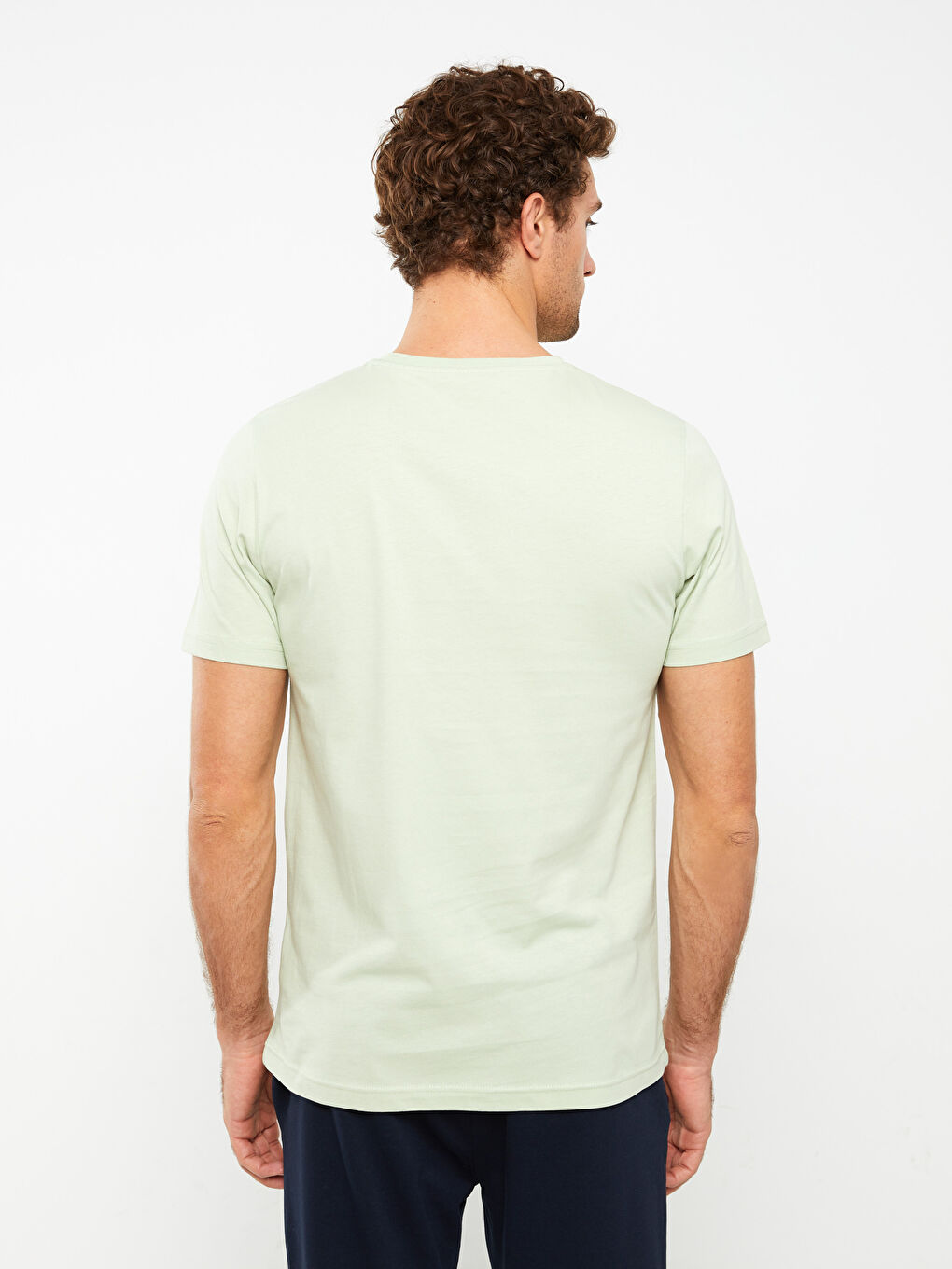 Yeşil Bisiklet Yaka Kısa Kollu Baskılı Penye Erkek Tişört-4