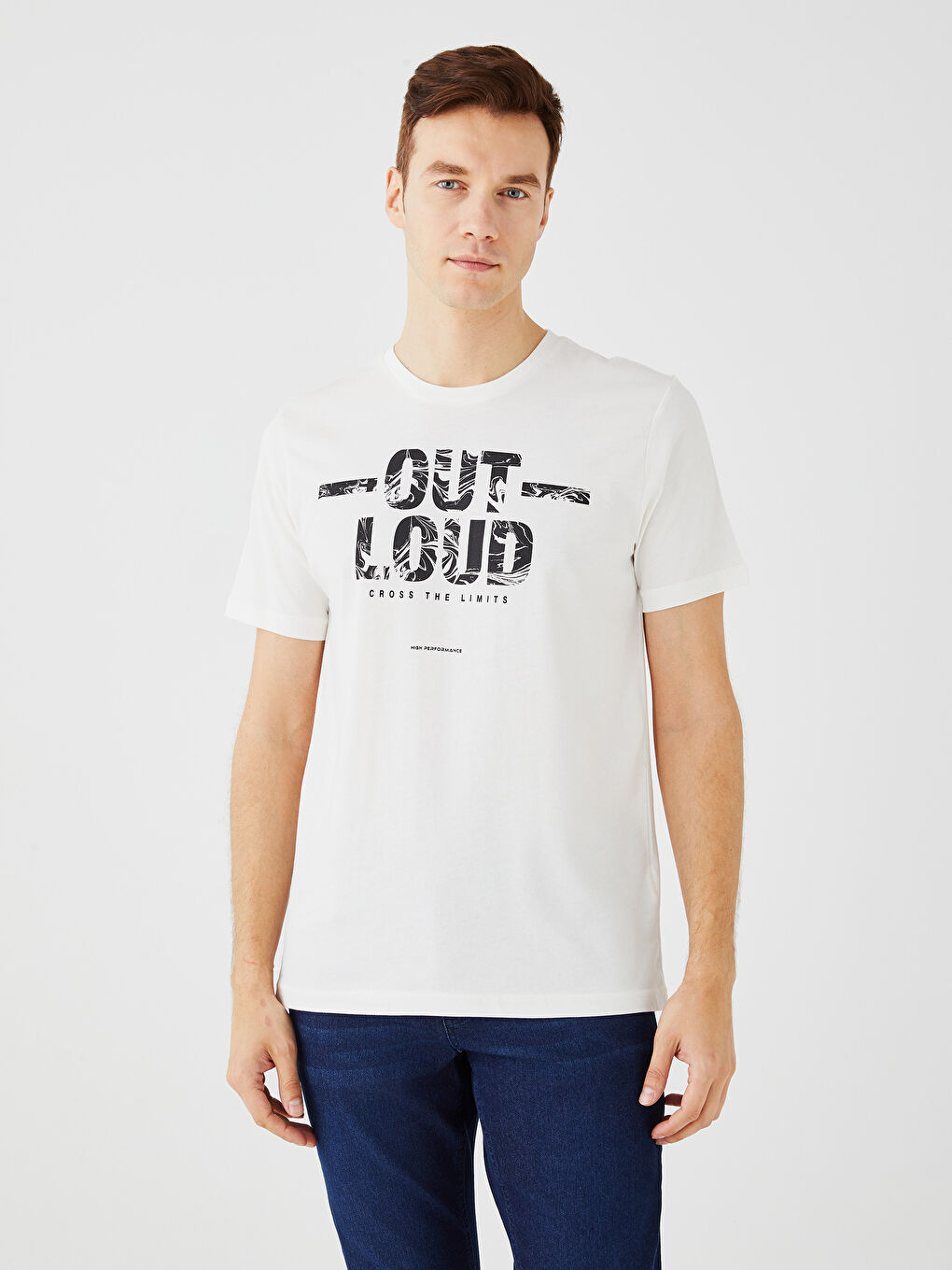 Crew Neck Short Sleeve Printed Combed Cotton Men's T-shirt -S3BM33Z8-EEW
