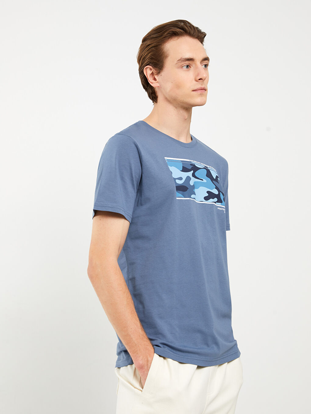 İndigo Bisiklet Yaka Kısa Kollu Baskılı Penye Erkek Tişört