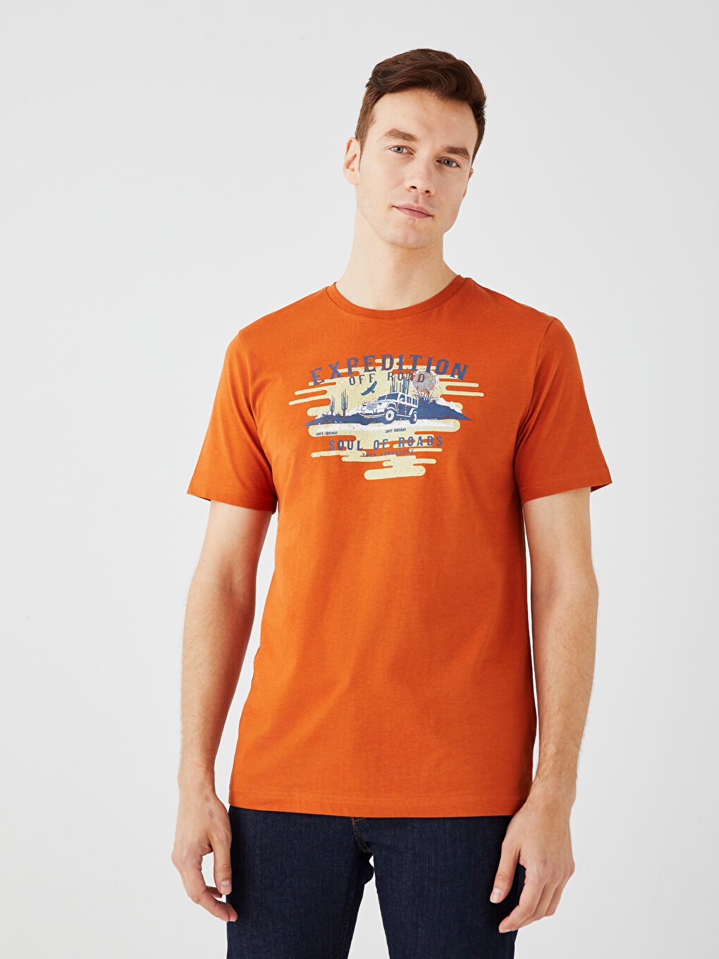 Crew Neck Short Sleeve Printed Combed Cotton Men's T-shirt