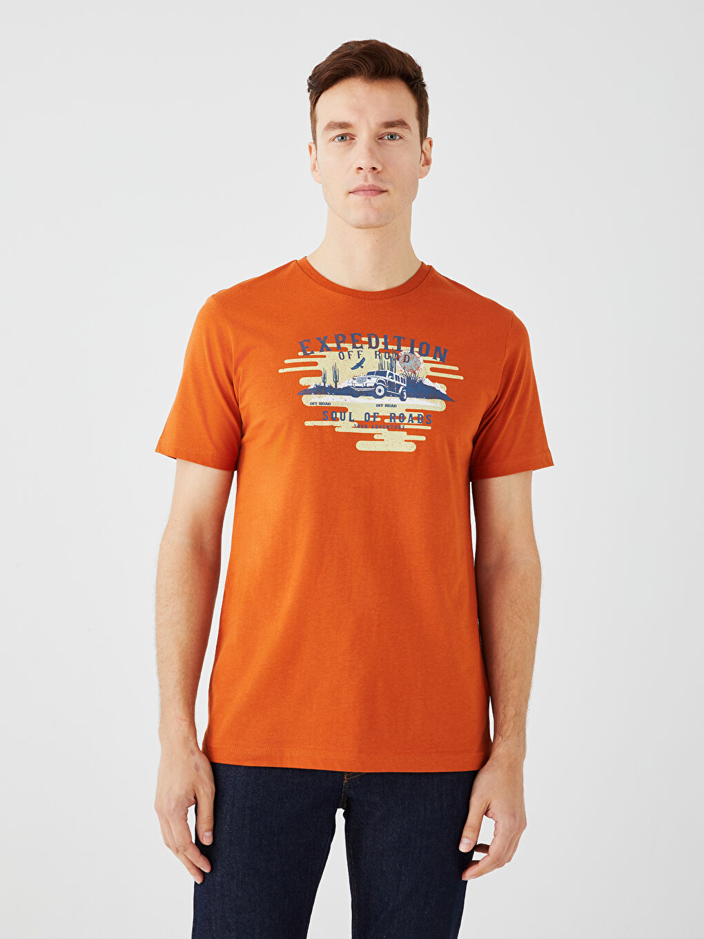 Crew Neck Short Sleeve Printed Combed Cotton Men's T-shirt-1