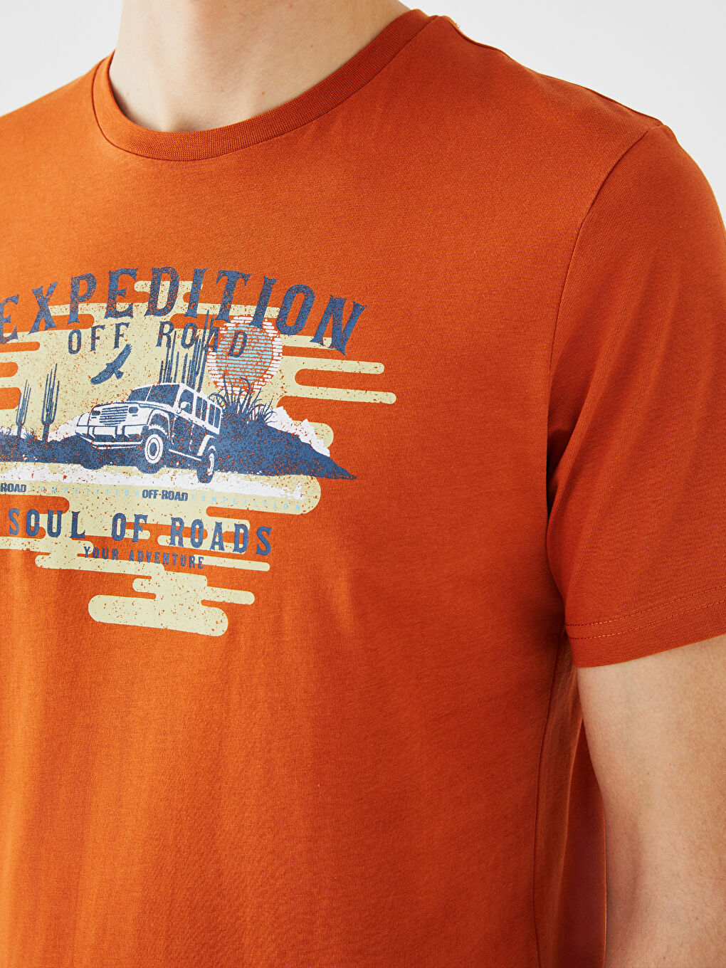 Crew Neck Short Sleeve Printed Combed Cotton Men's T-shirt-3