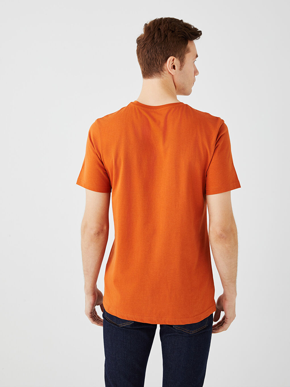 Crew Neck Short Sleeve Printed Combed Cotton Men's T-shirt-4