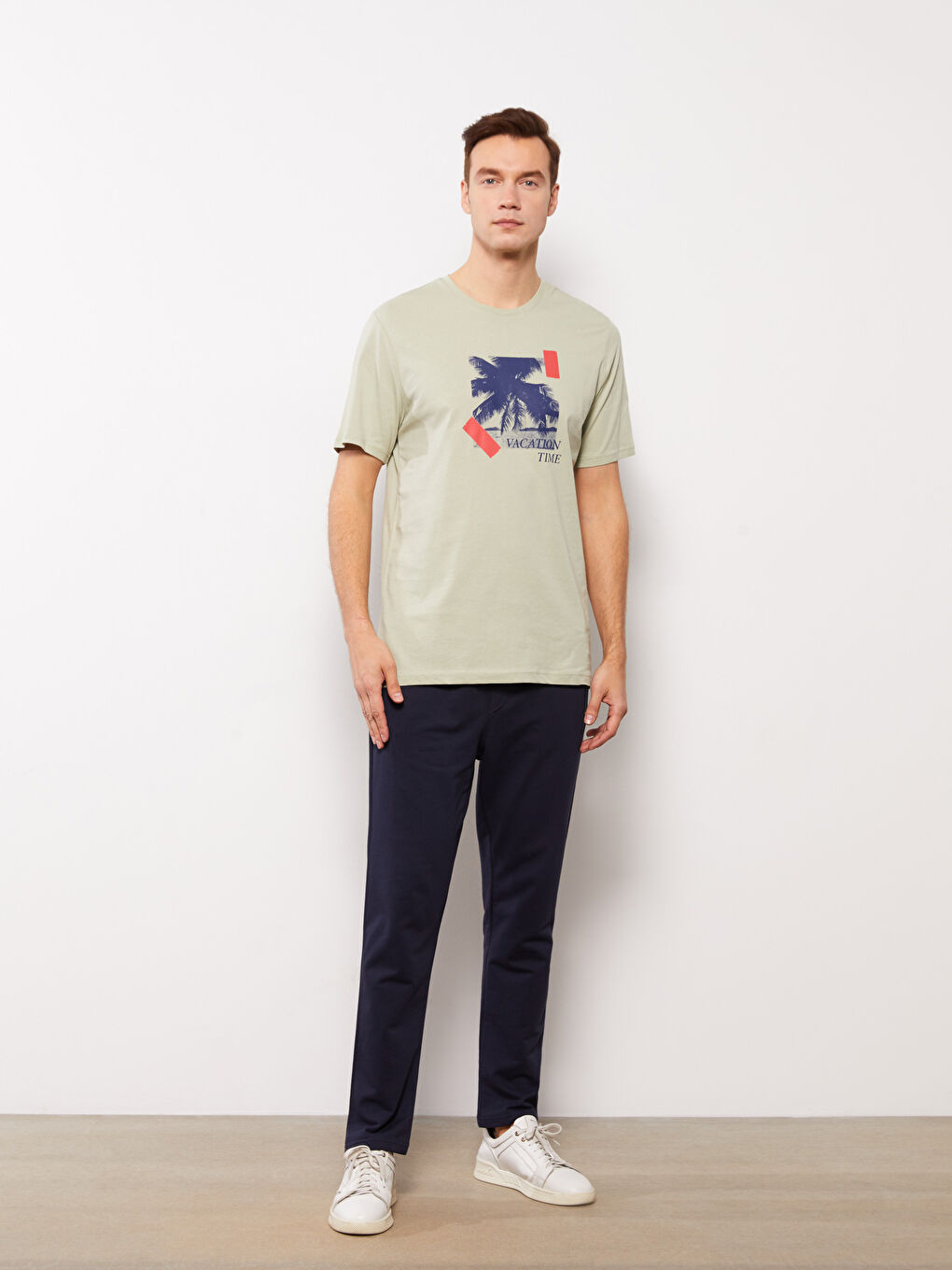 Yeşil Bisiklet Yaka Kısa Kollu Baskılı Penye Erkek Tişört-2