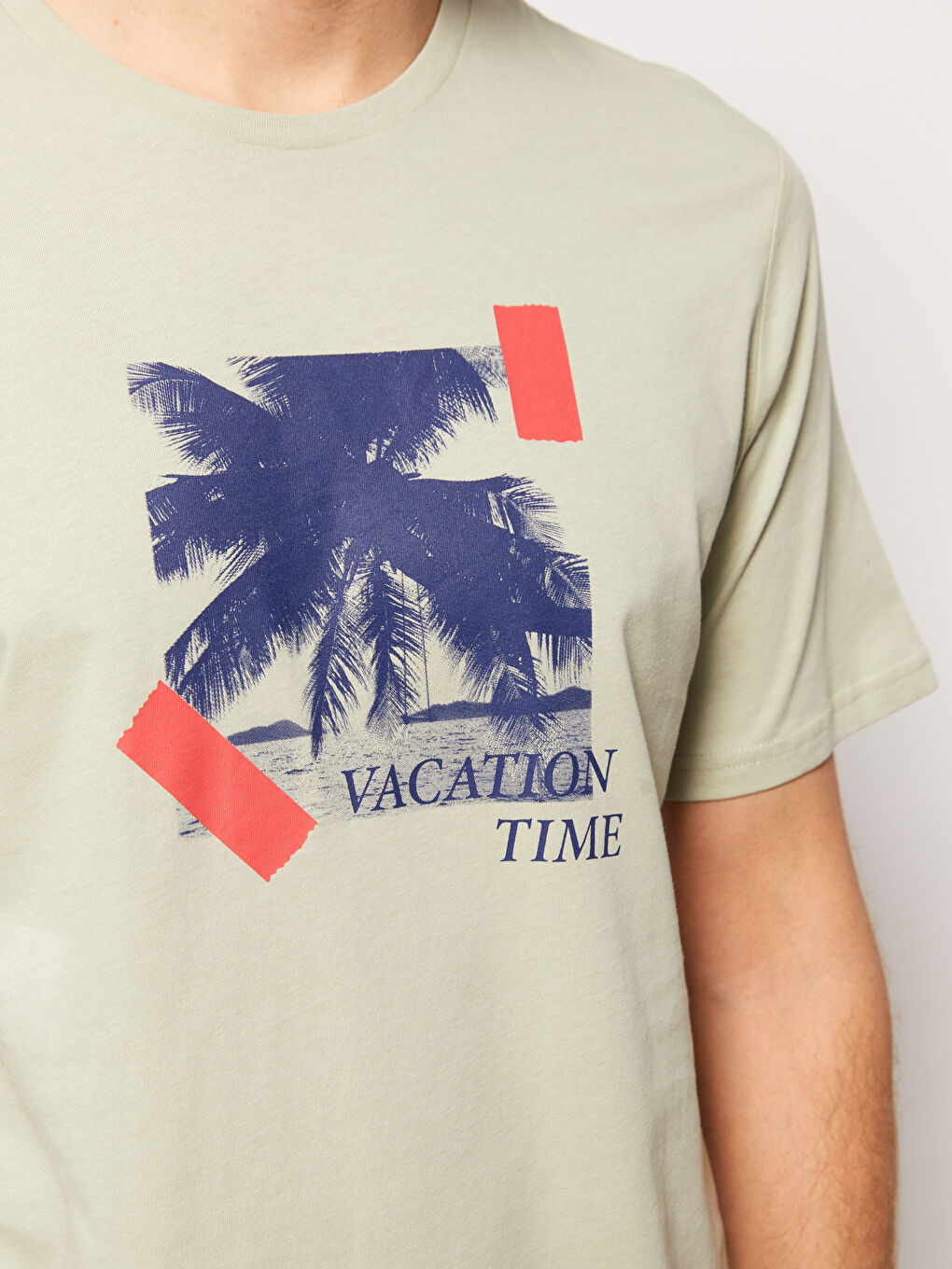 Yeşil Bisiklet Yaka Kısa Kollu Baskılı Penye Erkek Tişört-3