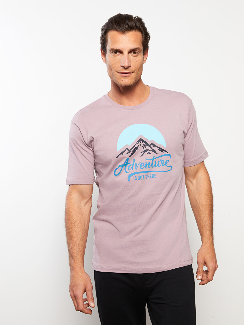 Crew Neck Printed Combed Cotton Men's T-Shirt -S3BM45Z8-GX4