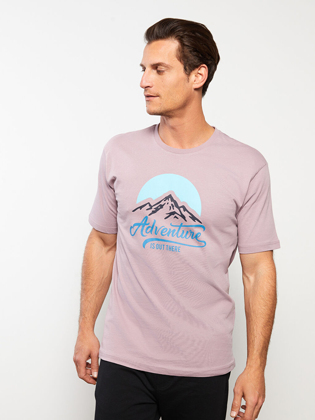 Crew Neck Printed Combed Cotton Men's T-Shirt -S3BM45Z8-GX4
