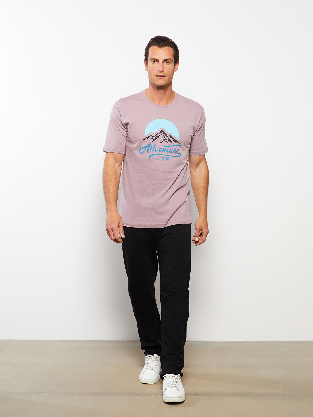 Crew Neck Printed Combed Cotton Men's T-Shirt -S3BM45Z8-GX4