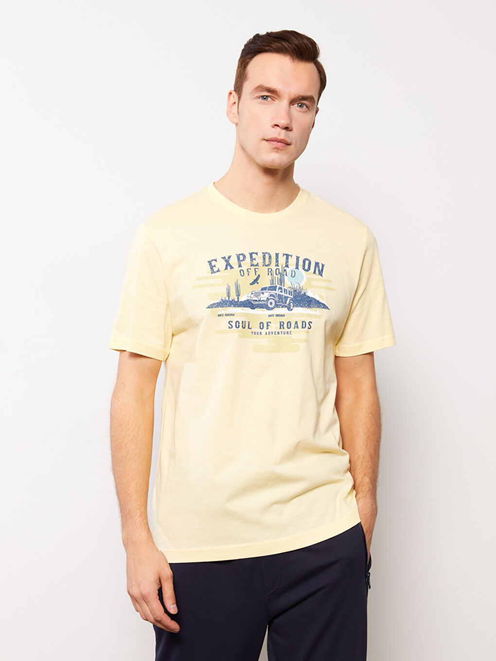 Crew Neck Short Sleeve Printed Combed Cotton Men's T-shirt -S3BM57Z8-FRS
