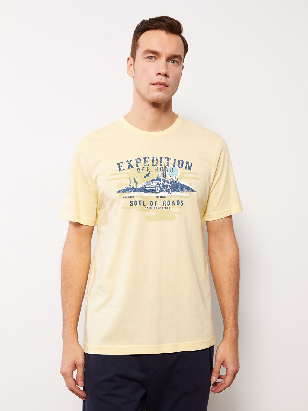 Crew Neck Short Sleeve Printed Combed Cotton Men's T-shirt -S3BM57Z8-FRS