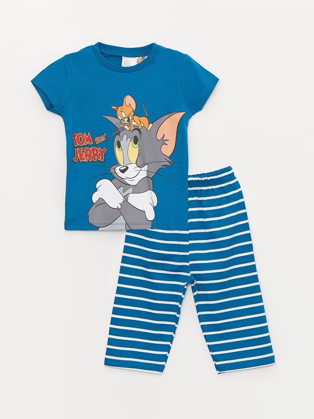 Crew Neck Short Sleeve Tom and Jerry Printed Baby Boy Pajamas Set